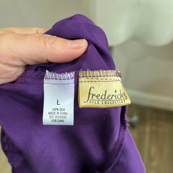 Fredericks of Hollywood Silk Ruffle Tank Top Purple Y2K Camisole Women’s L - Picture 7 of 8